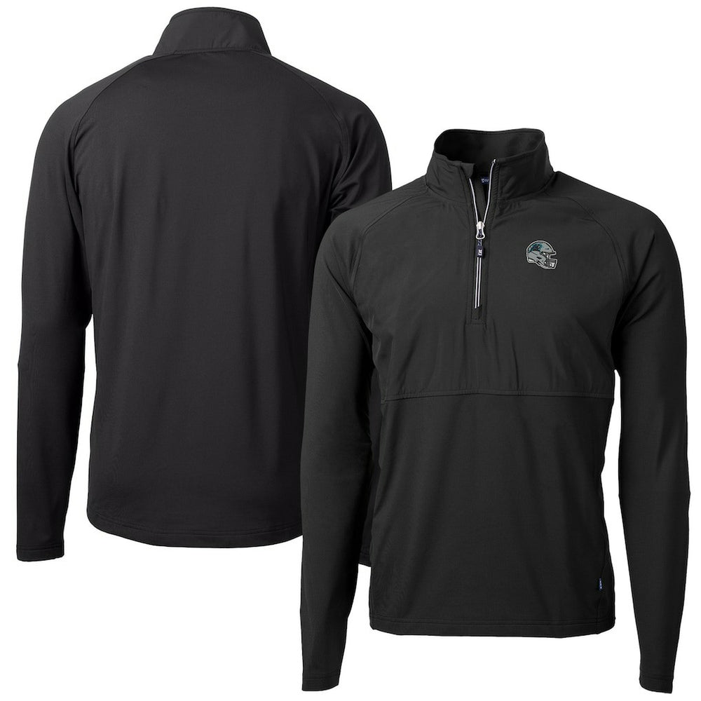 Carolina Panthers Cutter & Buck Helmet Adapt Eco Knit Hybrid Recycled Quarter-Zip Pullover Top - Black outlet