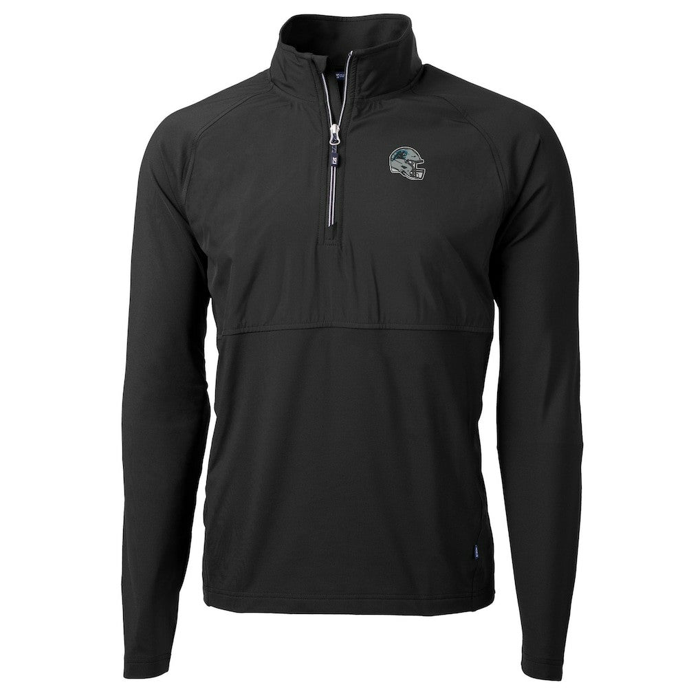 Carolina Panthers Cutter & Buck Helmet Adapt Eco Knit Hybrid Recycled Quarter-Zip Pullover Top - Black outlet