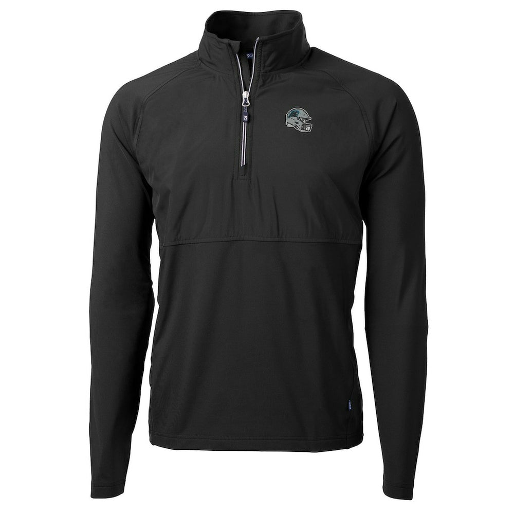 Carolina Panthers Cutter & Buck Helmet Adapt Eco Knit Hybrid Recycled Quarter-Zip Pullover Top - Black outlet