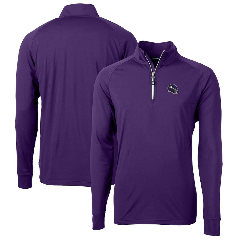 Minnesota Vikings Cutter & Buck Helmet Adapt Eco Knit Stretch Recycled Quarter-Zip Pullover Top - Purple for sale