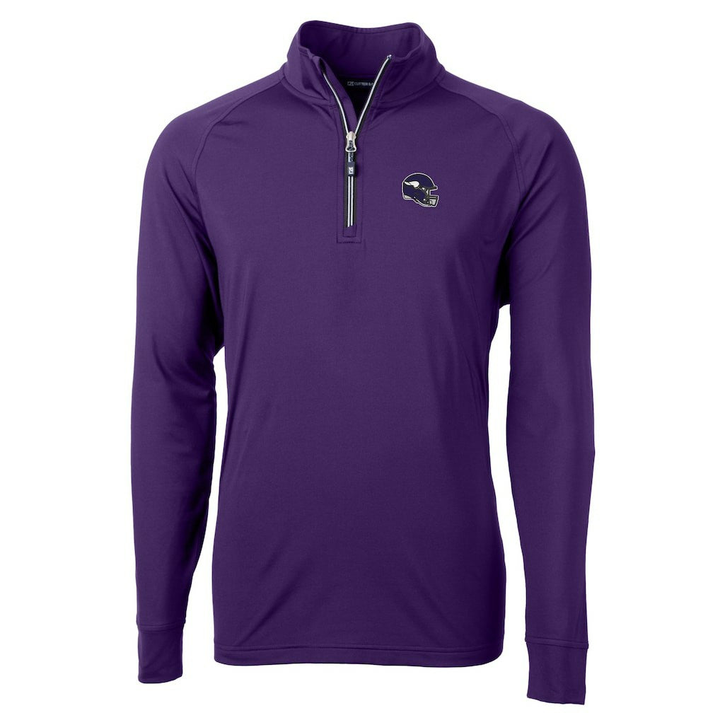 Minnesota Vikings Cutter & Buck Helmet Adapt Eco Knit Stretch Recycled Quarter-Zip Pullover Top - Purple for sale
