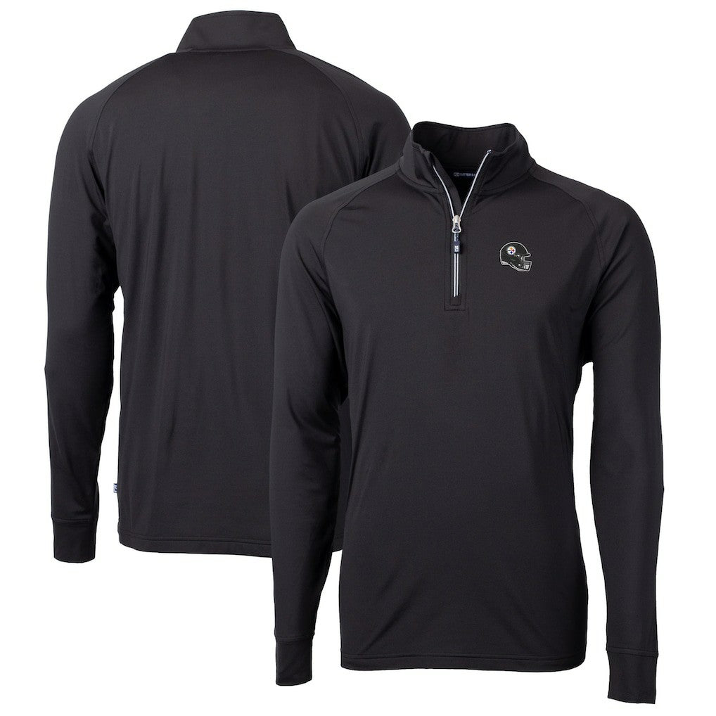 Pittsburgh Steelers Cutter & Buck Helmet Adapt Eco Knit Stretch Recycled Quarter-Zip Pullover Top - Black cheap