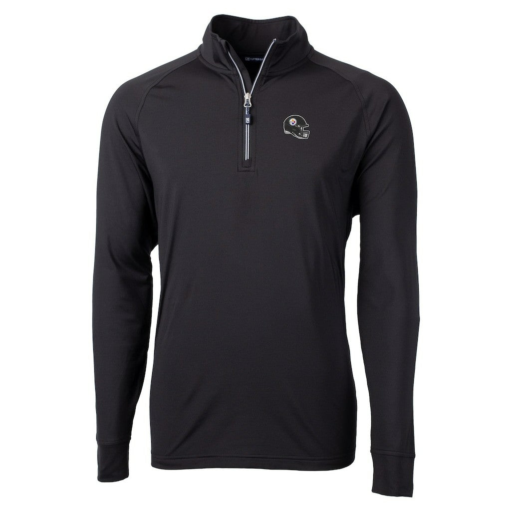 Pittsburgh Steelers Cutter & Buck Helmet Adapt Eco Knit Stretch Recycled Quarter-Zip Pullover Top - Black cheap