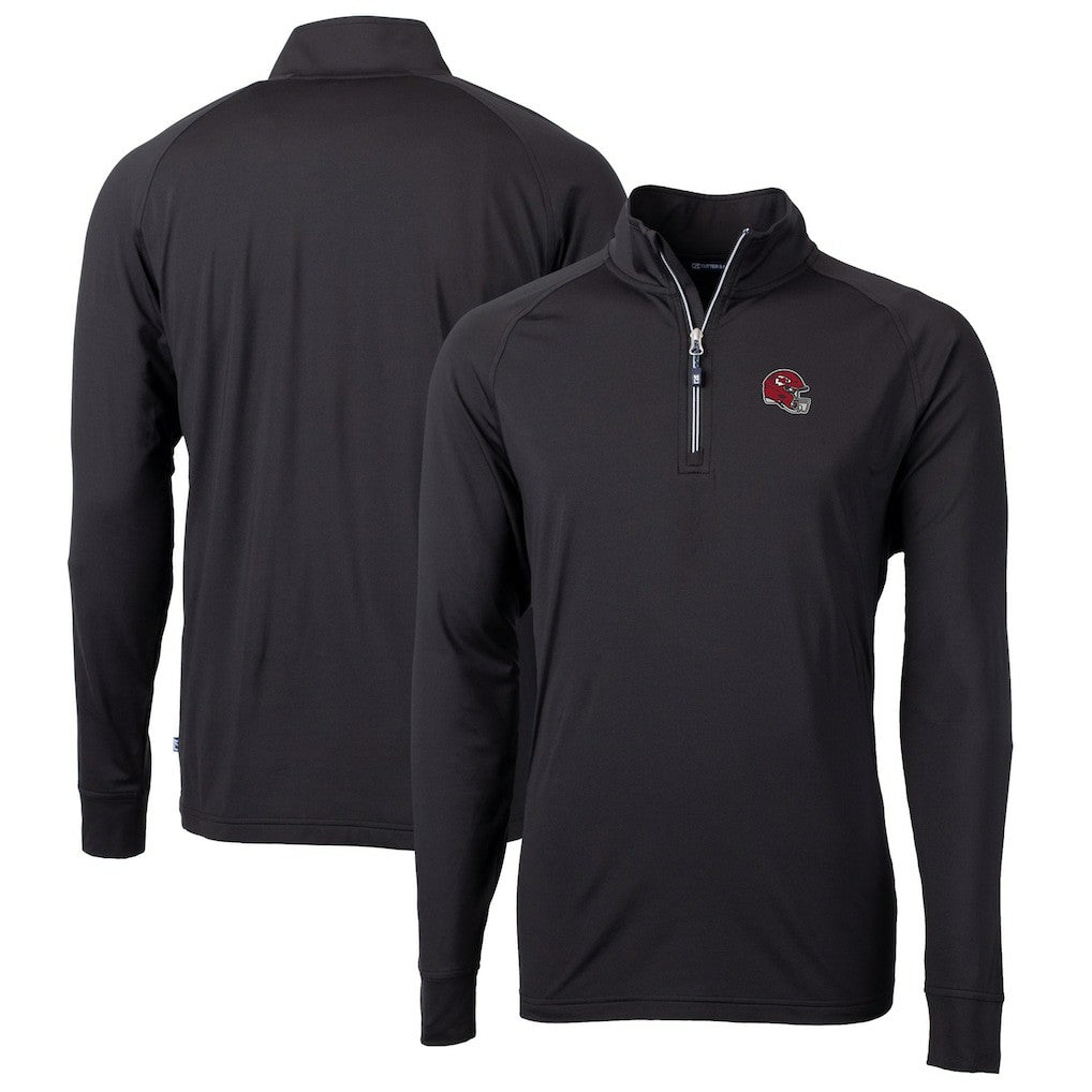 Kansas City Chiefs Cutter & Buck Helmet Adapt Eco Knit Stretch Recycled Quarter-Zip Pullover Top - Black sale