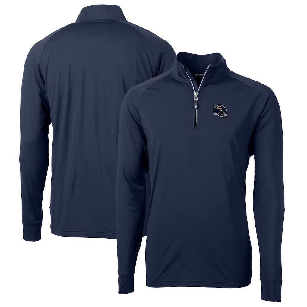 Chicago Bears Cutter & Buck Helmet Adapt Eco Knit Stretch Recycled Quarter-Zip Pullover Top - Navy online