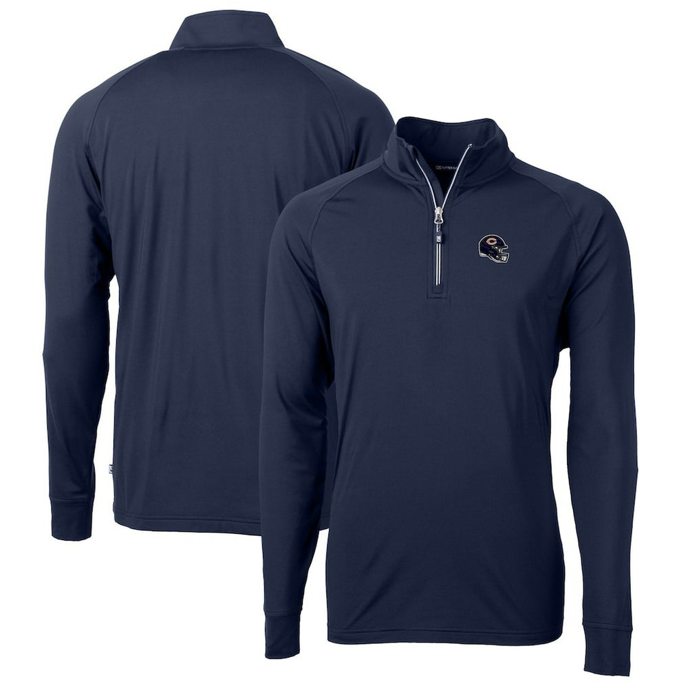 Chicago Bears Cutter & Buck Helmet Adapt Eco Knit Stretch Recycled Quarter-Zip Pullover Top - Navy online