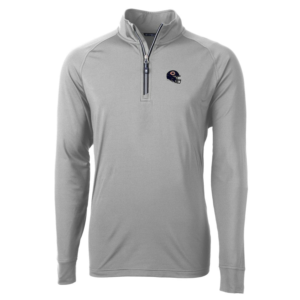 Chicago Bears Cutter & Buck Helmet Adapt Eco Knit Stretch Recycled Quarter-Zip Pullover Top - Silver sale