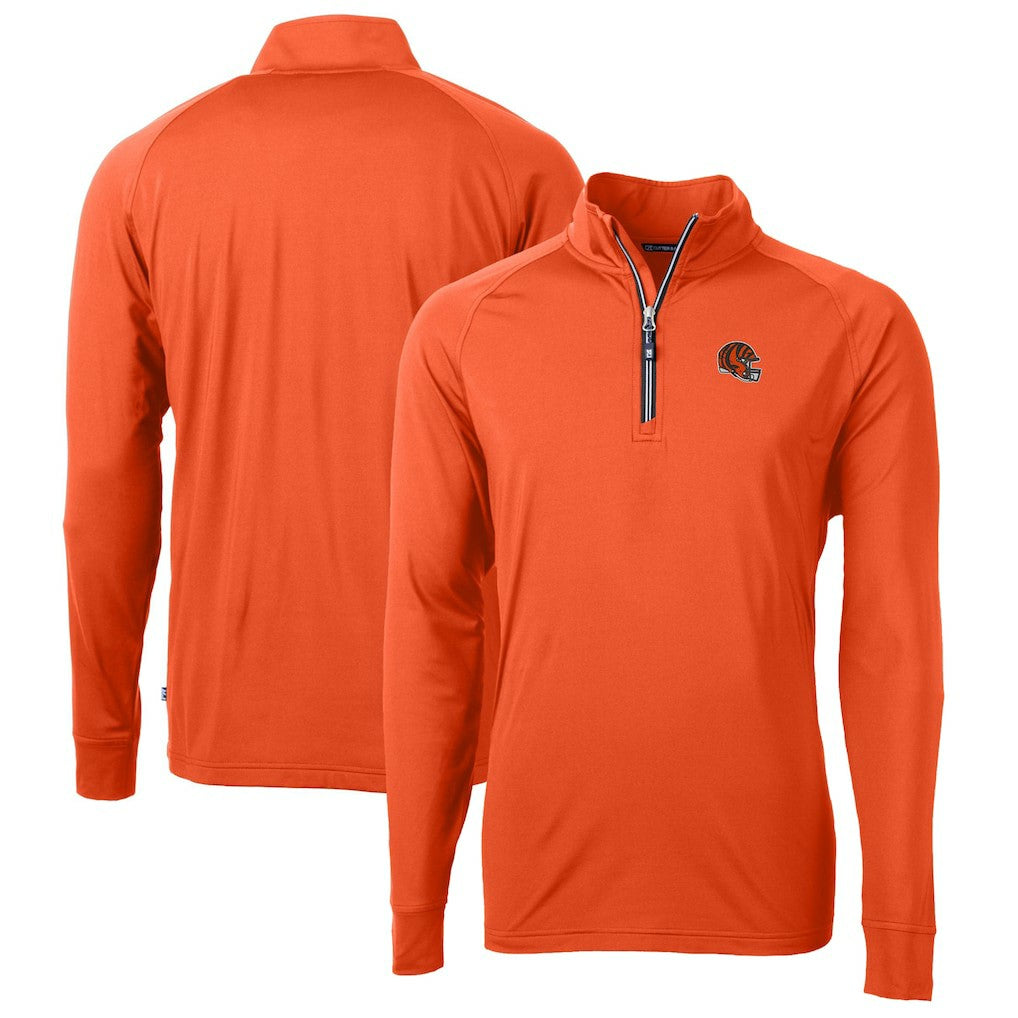 Cincinnati Bengals Cutter & Buck Helmet Adapt Eco Knit Stretch Recycled Quarter-Zip Pullover Top - Orange sale