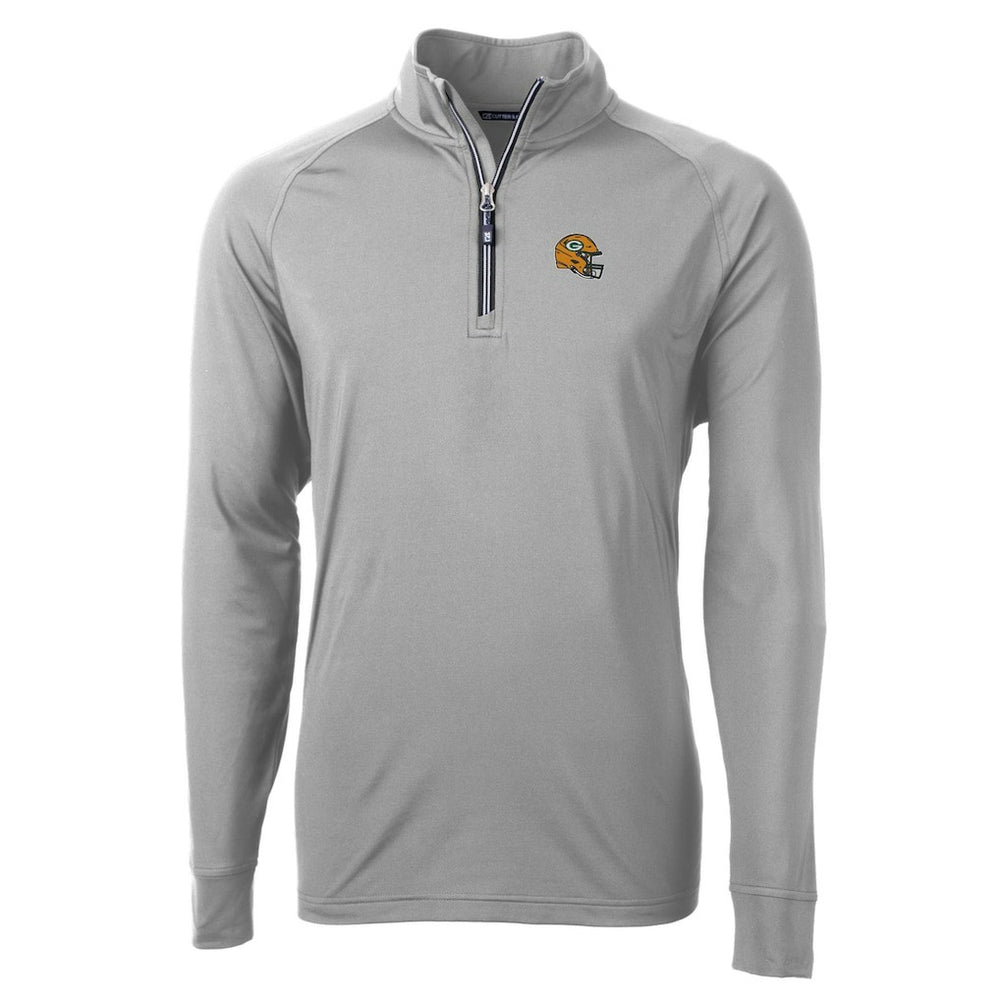 Green Bay Packers Cutter & Buck Helmet Adapt Eco Knit Stretch Recycled Quarter-Zip Pullover Top - Silver for sale