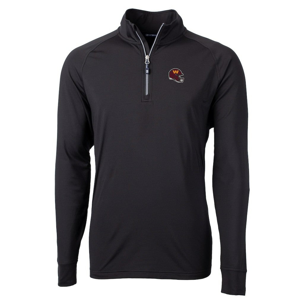 Washington Commanders Cutter & Buck Helmet Adapt Eco Knit Stretch Recycled Quarter-Zip Pullover Top - Black cheap