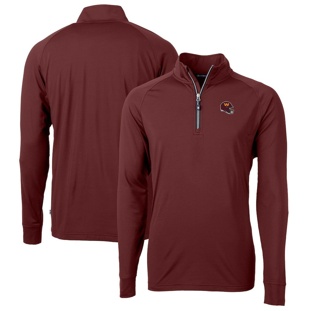 Washington Commanders Cutter & Buck Helmet Adapt Eco Knit Stretch Recycled Quarter-Zip Pullover Top - Burgundy cheap