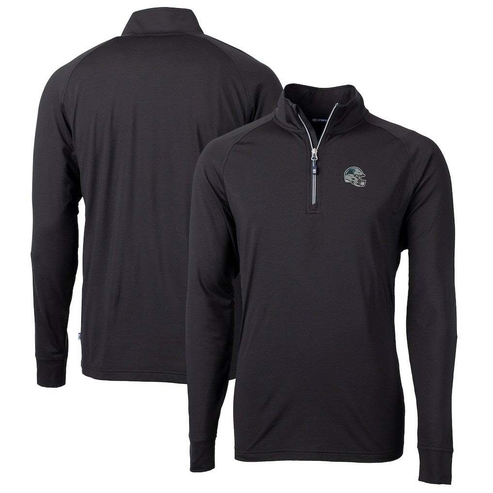 Carolina Panthers Cutter & Buck Helmet Adapt Eco Knit Stretch Recycled Quarter-Zip Pullover Top - Black cheap
