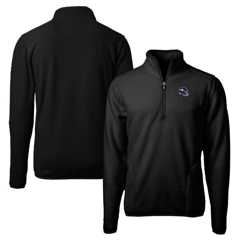 Minnesota Vikings Cutter & Buck Helmet Cascade Eco Sherpa Fleece Quarter-Zip Pullover Jacket - Black outlet