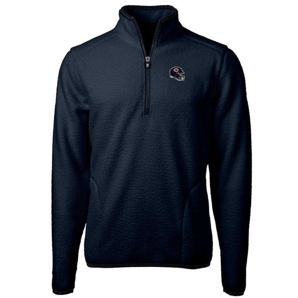 Chicago Bears Cutter & Buck Helmet Cascade Eco Sherpa Fleece Quarter-Zip Pullover Jacket - Navy on sale