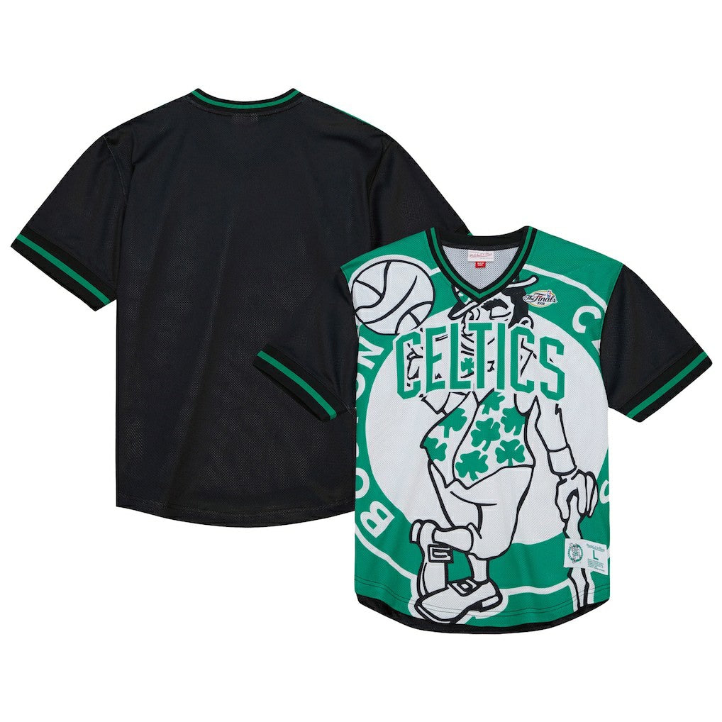 Boston Celtics Jumbotron 3.0 Mesh V-Neck T-Shirt - Kelly Green | Mitchell & Ness online
