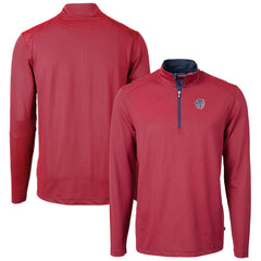 Milwaukee Brewers Cutter & Buck Americana Logo Big & Tall Virtue Eco Pique Recycled Quarter-Zip Pullover Top - Red