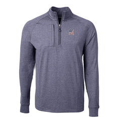 New York Yankees Cutter & Buck Americana Logo Big & Tall Adapt Eco Knit Stretch Recycled Quarter-Zip Pullover Top - Heather Navy
