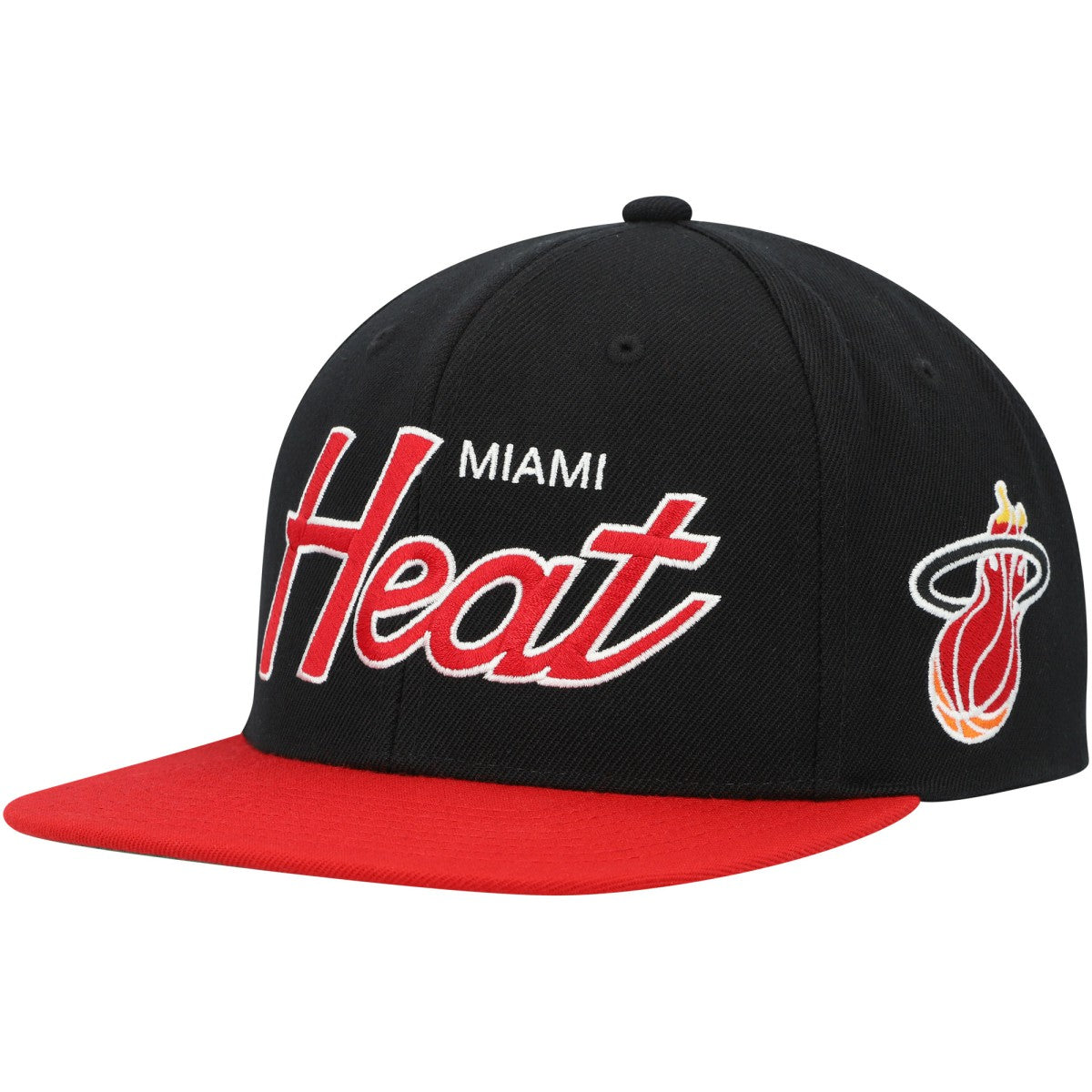 Miami Heat Hardwood Classics MVP Team Script 2.0 Snapback Hat - Black | Mitchell & Ness outlet