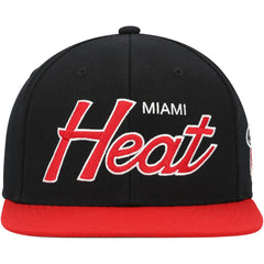 Miami Heat Hardwood Classics MVP Team Script 2.0 Snapback Hat - Black | Mitchell & Ness outlet