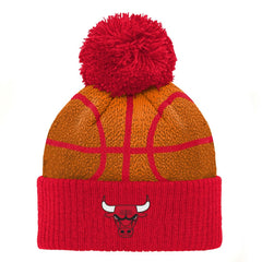 Chicago Bulls Preschool Basketball Head Cuffed Knit Hat with Pom - Red outlet
