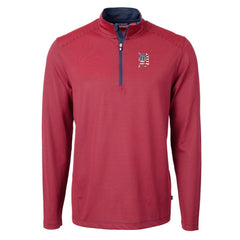 Detroit Tigers Cutter & Buck Americana Logo Virtue Eco Pique Stripe Recycled Quarter-Zip Pullover Top - Red