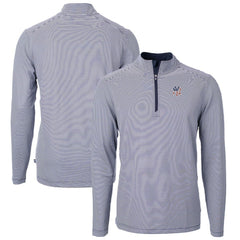 New York Yankees Cutter & Buck Americana Logo Virtue Eco Pique Stripe Recycled Quarter-Zip Pullover Top - Navy