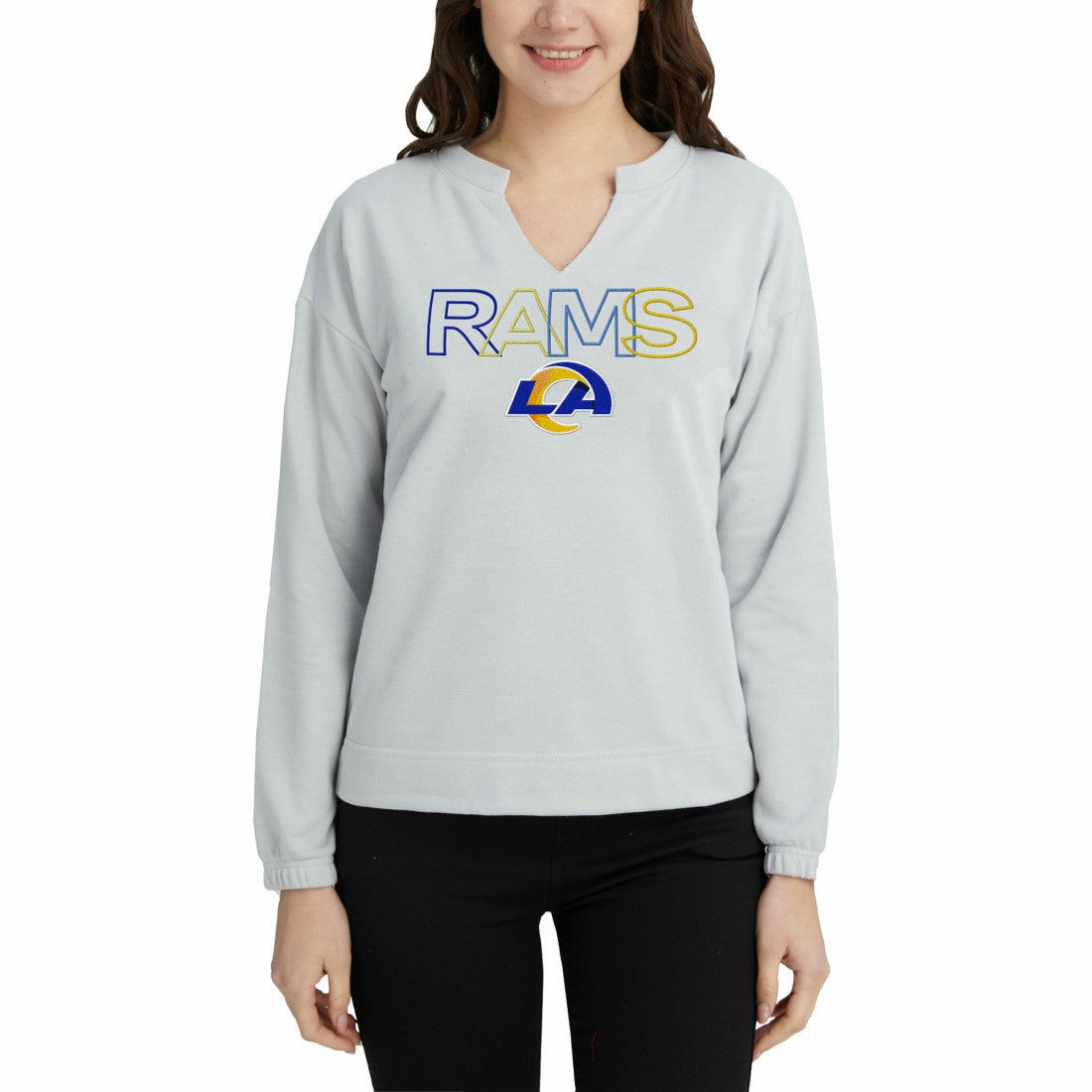 Los Angeles Rams Concepts Sport Women's Sunray Notch Neck Long Sleeve Top - Gray sale