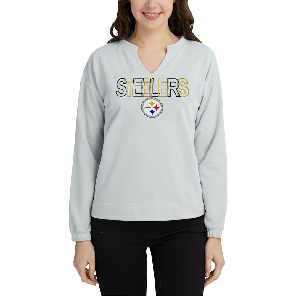 Pittsburgh Steelers Concepts Sport Women's Sunray Notch Neck Long Sleeve Top - Gray outlet