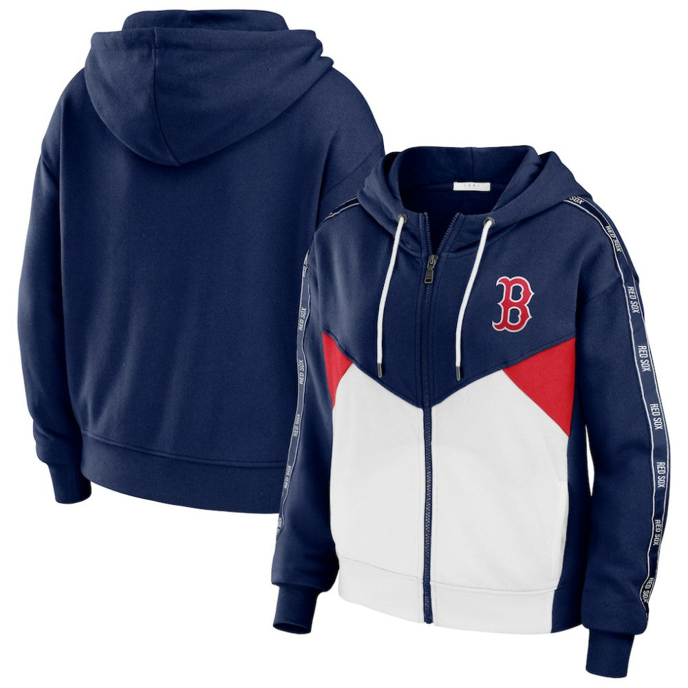 Boston Red Sox WEAR by Erin Andrews Women's  Color Block Full-Zip Hoodie - Navy/White