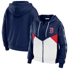 Boston Red Sox WEAR by Erin Andrews Women's  Color Block Full-Zip Hoodie - Navy/White