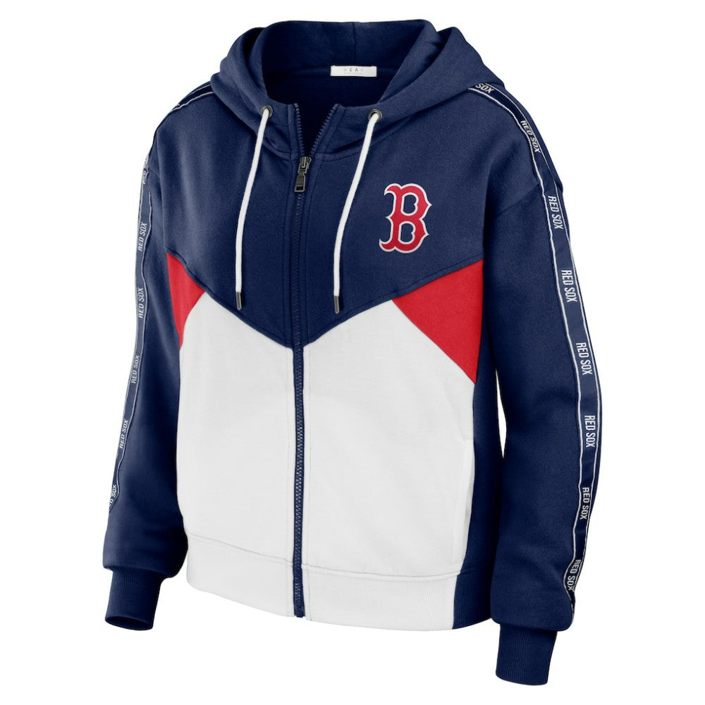 Boston Red Sox WEAR by Erin Andrews Women's  Color Block Full-Zip Hoodie - Navy/White