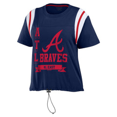 Atlanta Braves WEAR by Erin Andrews Women's Cinched Colorblock T-Shirt - Navy