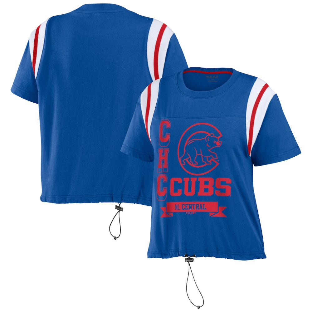 Chicago Cubs WEAR by Erin Andrews Women's Cinched Colorblock T-Shirt - Royal