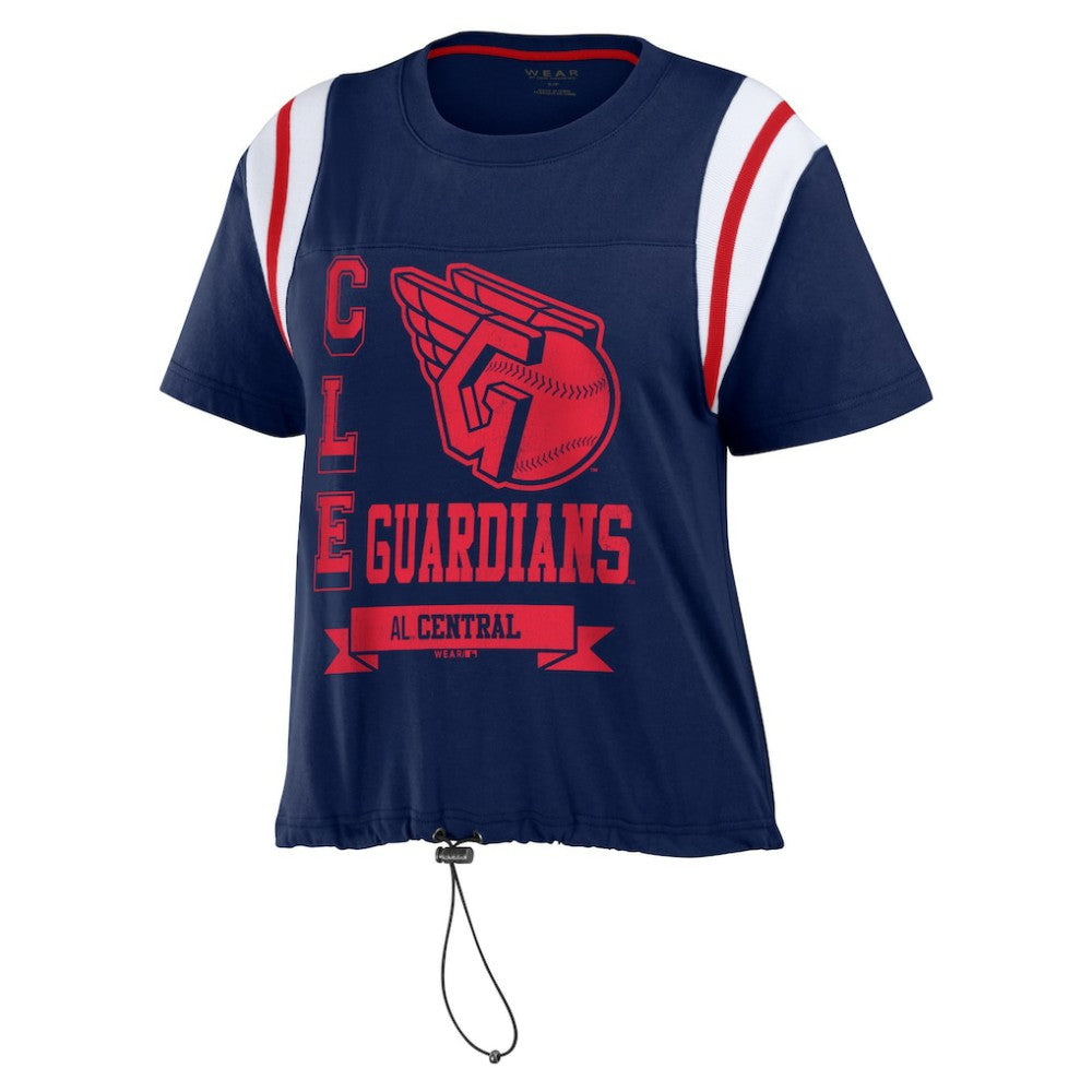 Cleveland Guardians WEAR by Erin Andrews Women's Cinched Colorblock T-Shirt - Navy