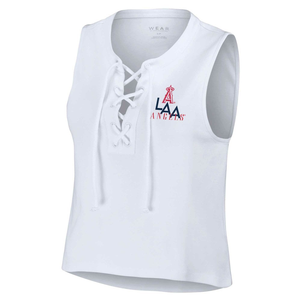 Los Angeles Angels WEAR by Erin Andrews Women's Lace-Up Tank Top - White
