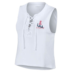 Los Angeles Angels WEAR by Erin Andrews Women's Lace-Up Tank Top - White