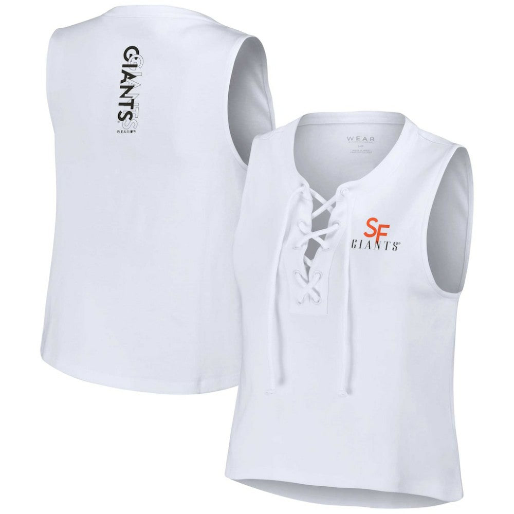 San Francisco Giants WEAR by Erin Andrews Women's Lace-Up Tank Top - White