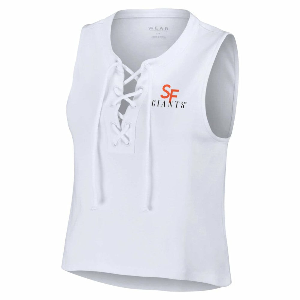San Francisco Giants WEAR by Erin Andrews Women's Lace-Up Tank Top - White