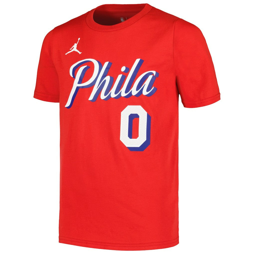 Tyrese Maxey Philadelphia 76ers Jordan Brand Youth Name & Number Statement T-Shirt - Red on sale