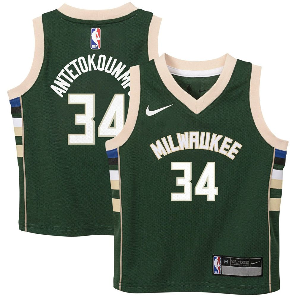 Giannis Antetokounmpo Milwaukee Bucks Preschool Swingman Player Jersey - Icon Edition - Hunter Green | Nike for sale