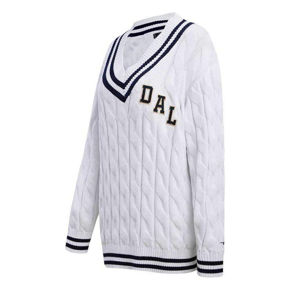 Dallas Cowboys Pro Standard Women's Prep V-Neck Pullover Sweater - White on sale