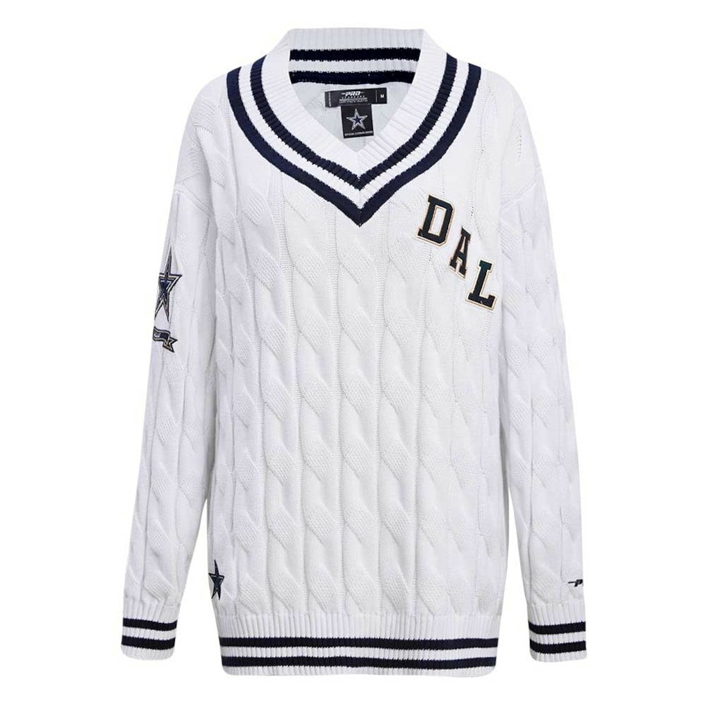 Dallas Cowboys Pro Standard Women's Prep V-Neck Pullover Sweater - White on sale