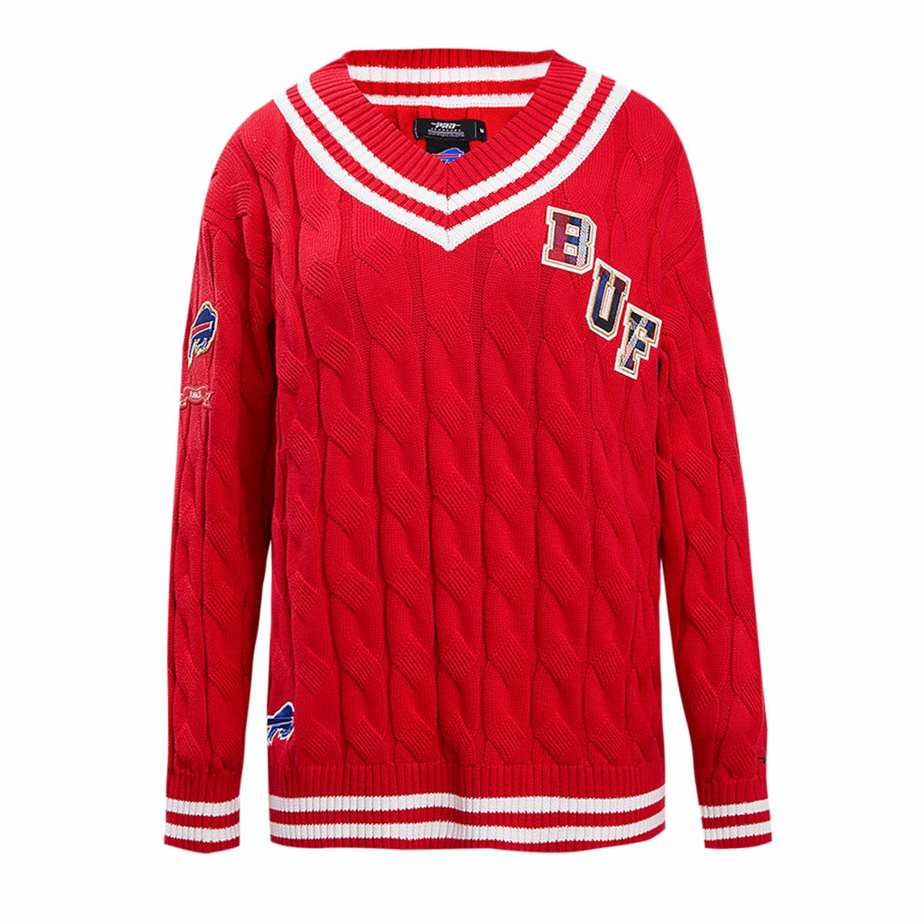 Buffalo Bills Pro Standard Women's Prep V-Neck Pullover Sweater - Red discount