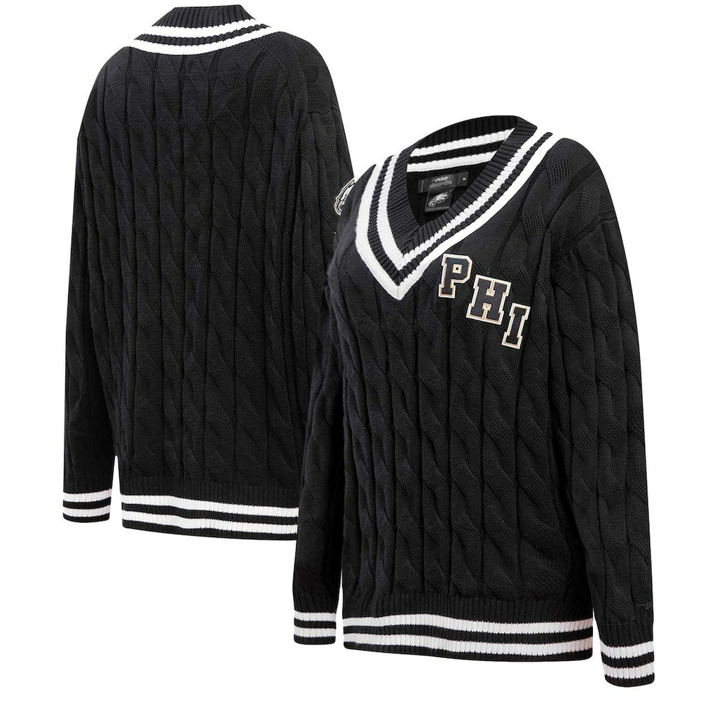 Philadelphia Eagles Pro Standard Women's Prep V-Neck Pullover Sweater - Black sale