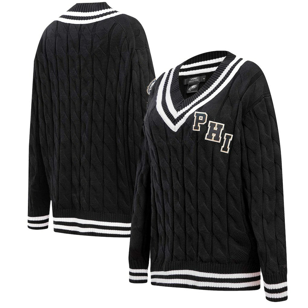 Philadelphia Eagles Pro Standard Women's Prep V-Neck Pullover Sweater - Black sale