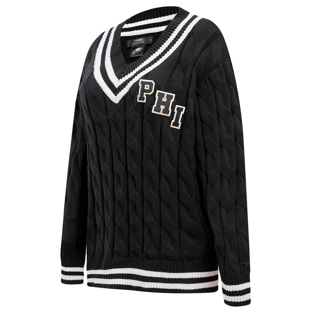 Philadelphia Eagles Pro Standard Women's Prep V-Neck Pullover Sweater - Black sale