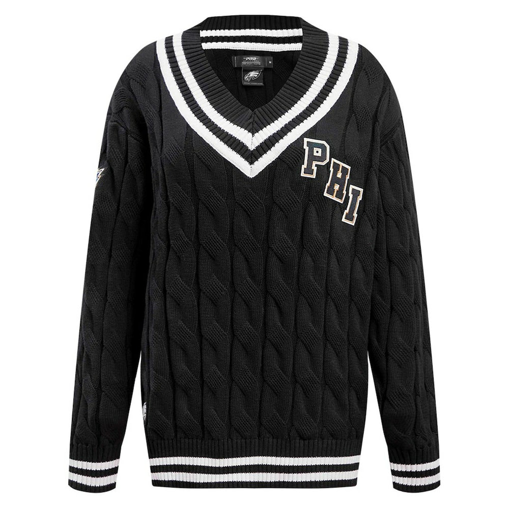 Philadelphia Eagles Pro Standard Women's Prep V-Neck Pullover Sweater - Black sale