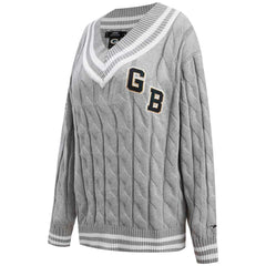 Green Bay Packers Pro Standard Women's Prep V-Neck Pullover Sweater - Heather Gray discount