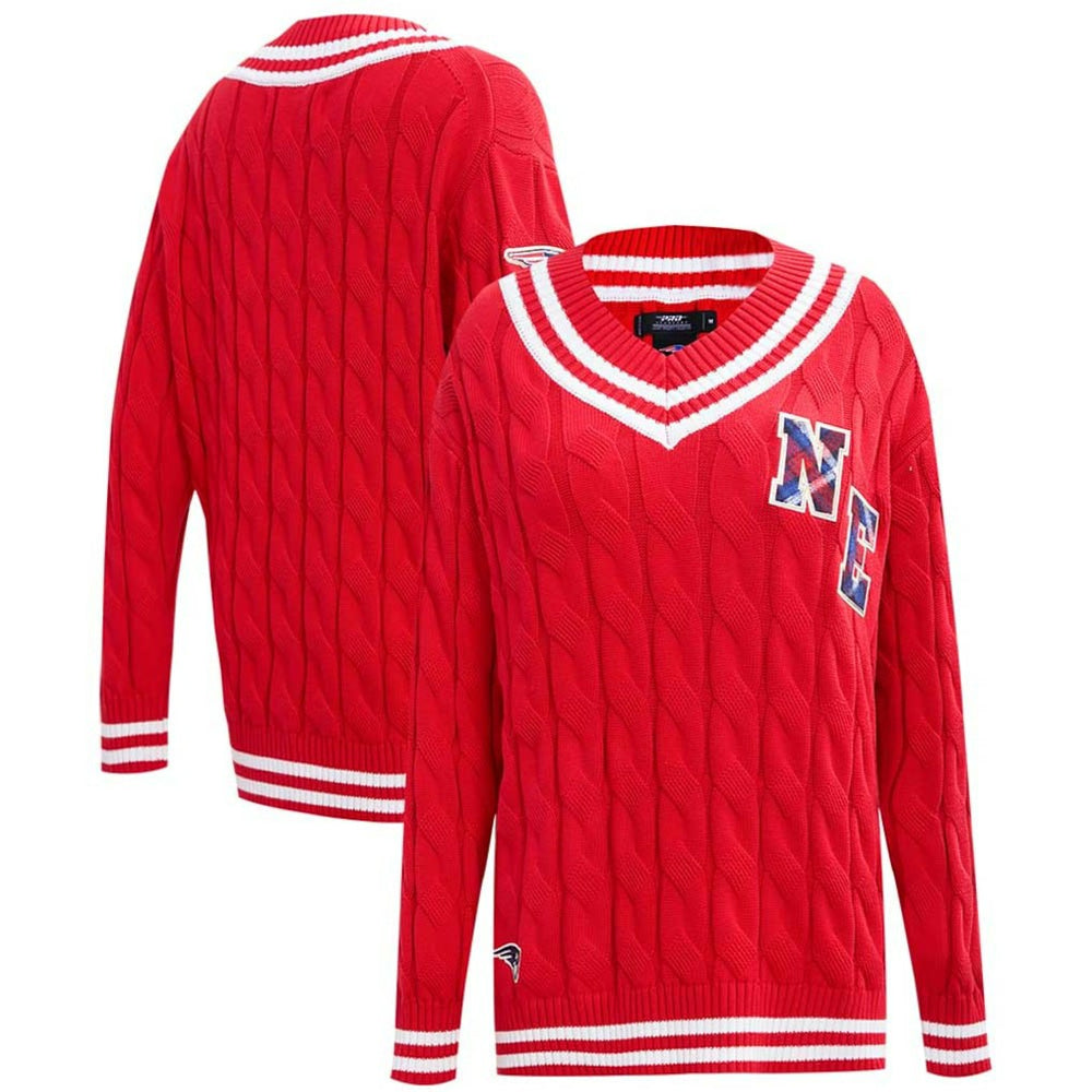 New England Patriots Pro Standard Women's Prep V-Neck Pullover Sweater - Red cheap