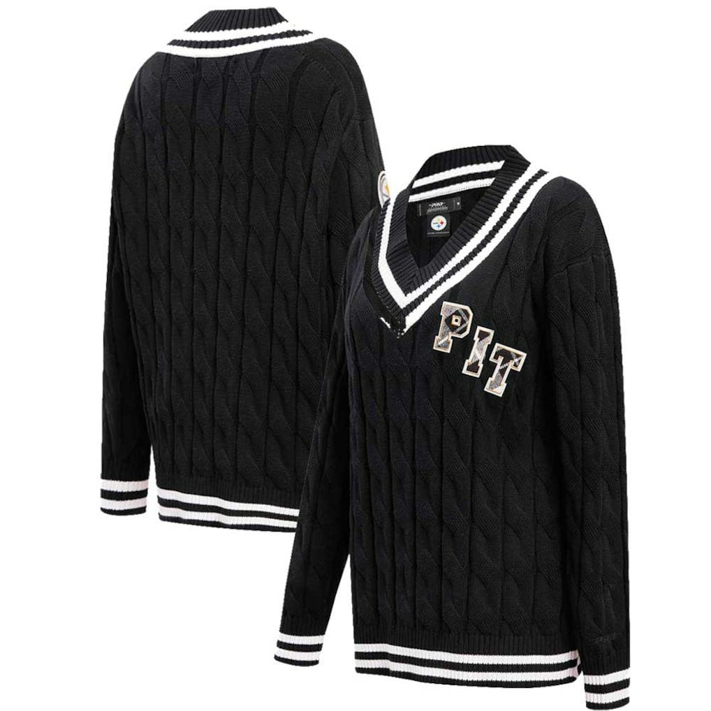 Pittsburgh Steelers Pro Standard Women's Prep V-Neck Pullover Sweater - Black outlet